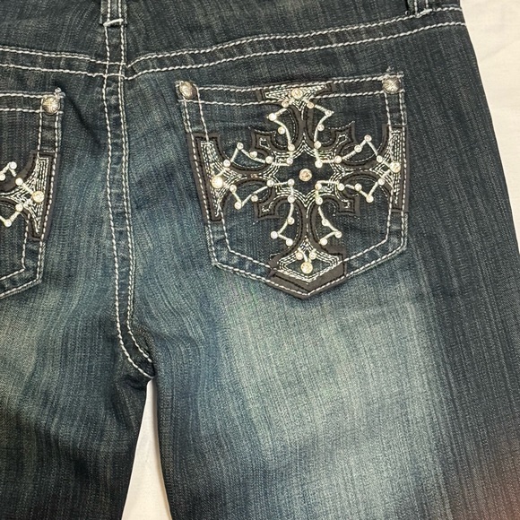 Antique Rivet Dark Blue Women's Flare Jeans - Picture 6 of 6